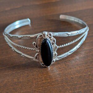Vintage Navajo Sterling Silver Bracelet Cuff Signed SC Sharon Cisco